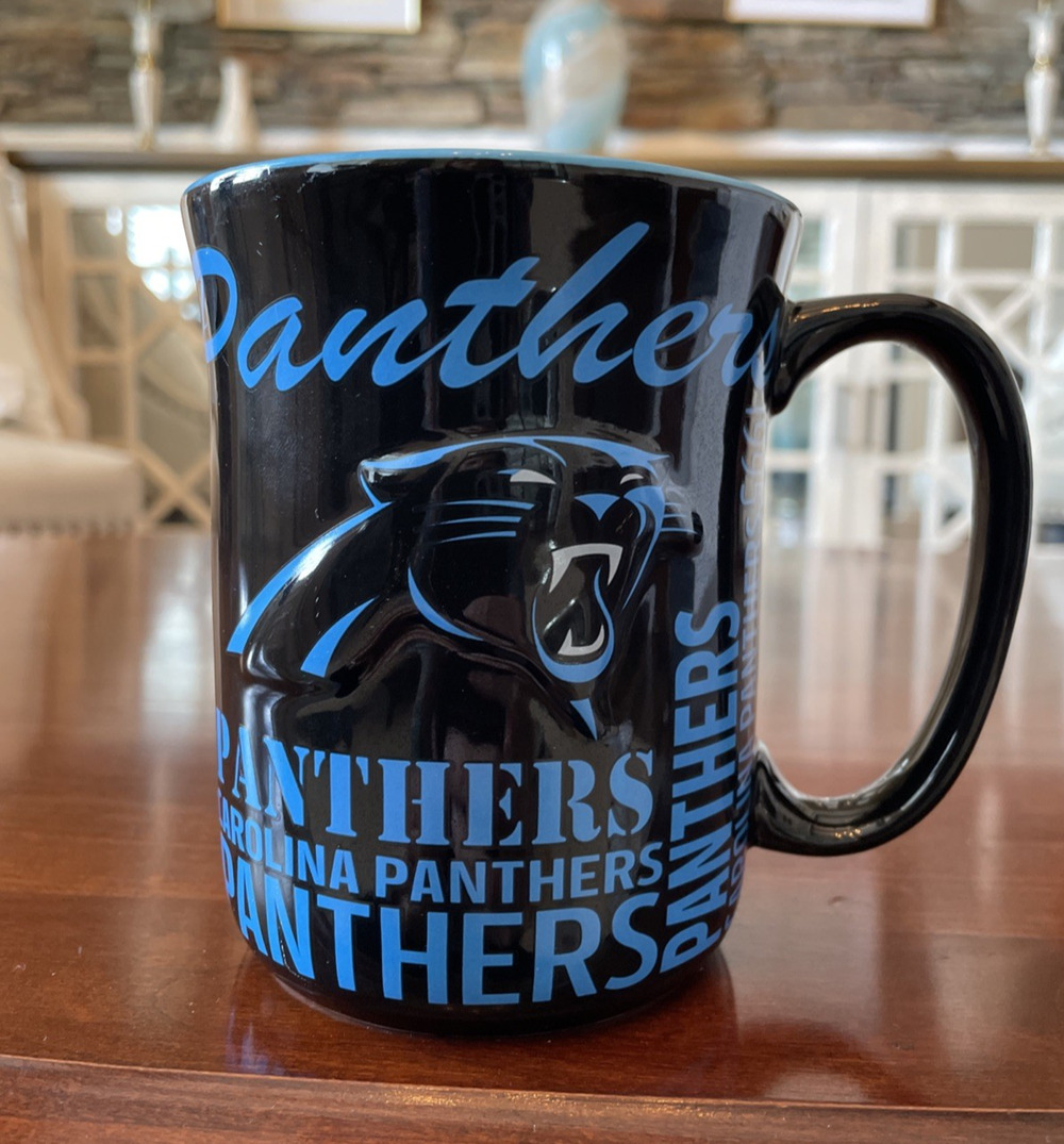 Boelter Brands NFL 14oz Ceramic Relief Sculpted Coffee Mug Carolina Panthers